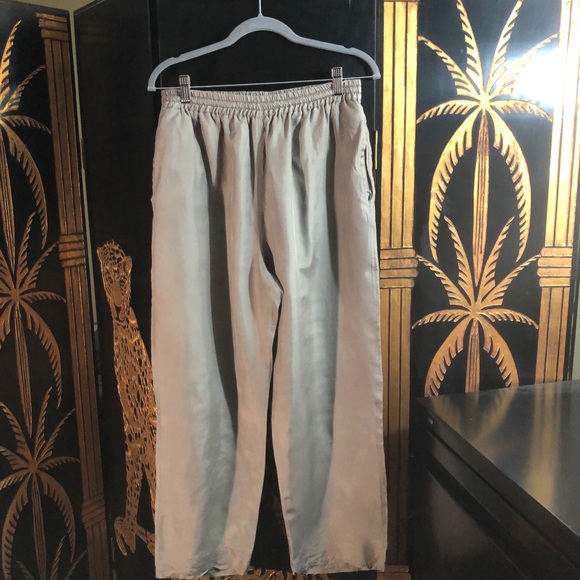 Fawn and Gold Silk Pants Suit- Size Large - Picture 3 of 3
